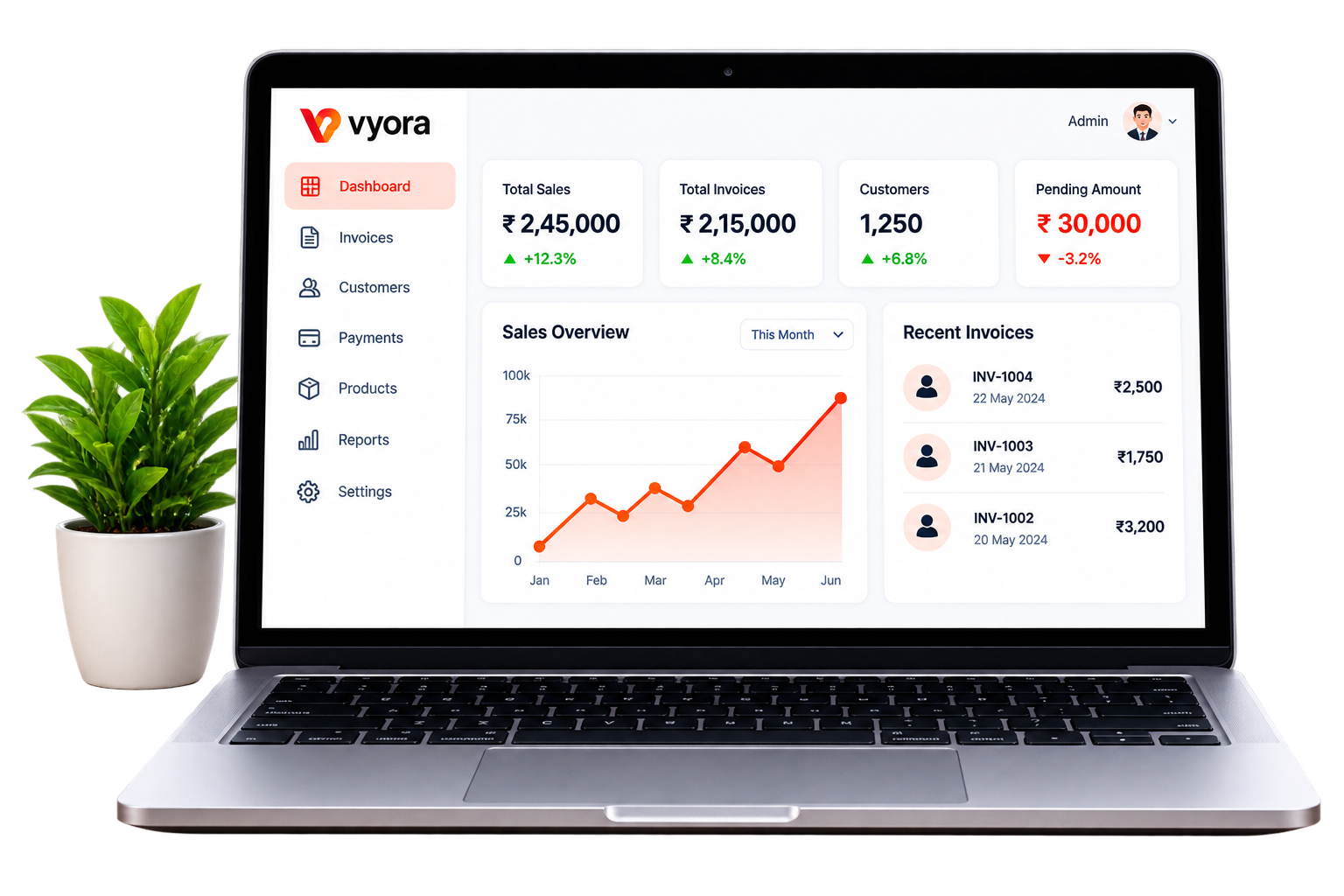 VYORA Billing Software dashboard