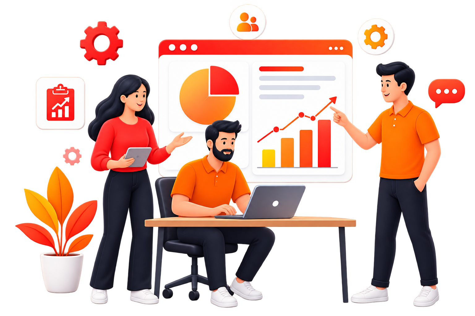 VYORA team and billing software illustration